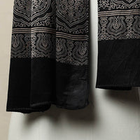 Black - Mashru Silk Printed Ajrakh Stole 19