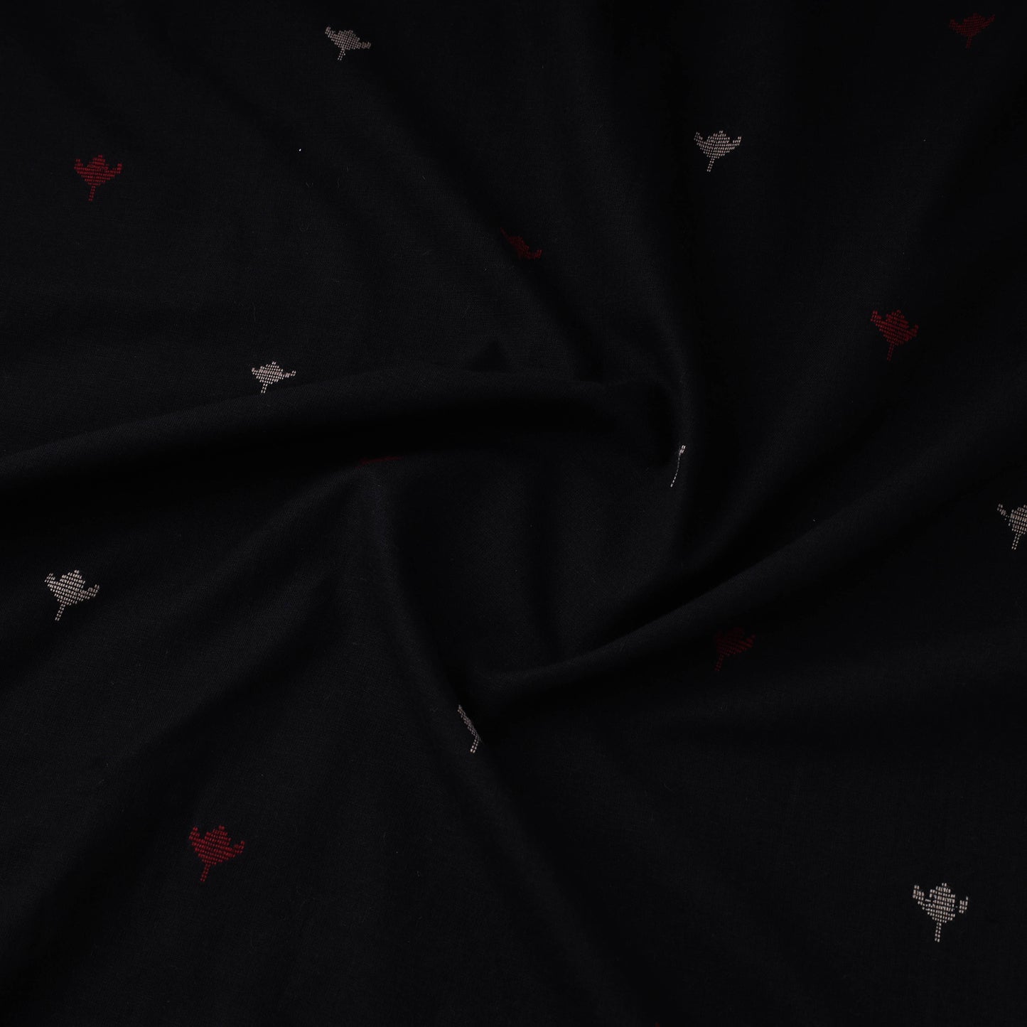 Black Prewashed Cotton Jacquard Fabric