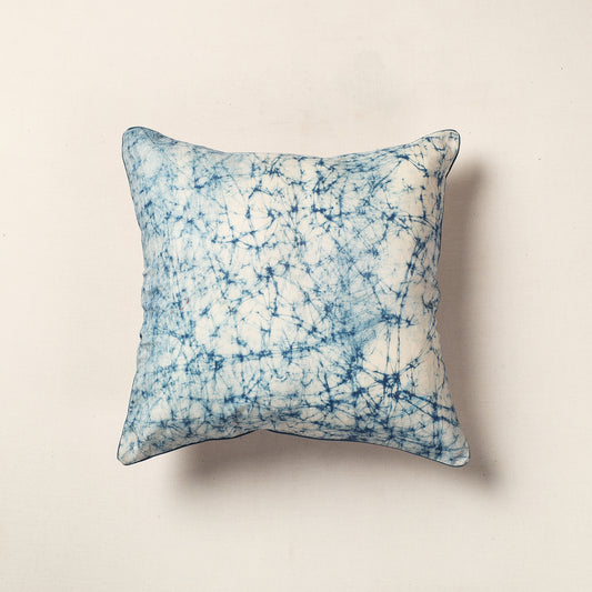 Blue - Hand Batik Printed Cotton Cushion Cover (16 x 16 in)