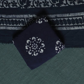 Kutch Hand Block Batik Print Cotton 3pc Unstitched Dress Material Suit Set 18