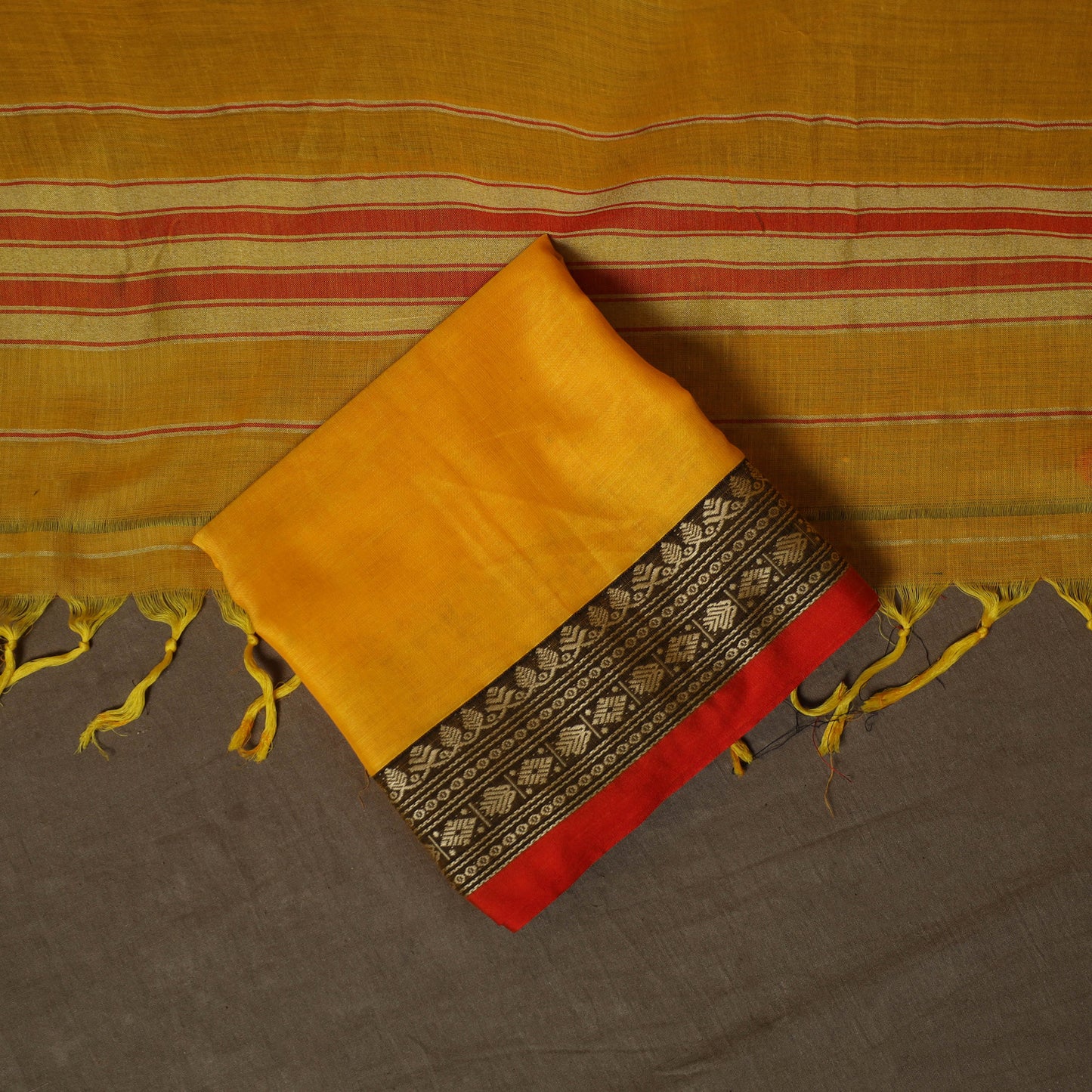Dharwad Mercerised Cotton 3pc Unstitched Dress Material Suit Set with Woven Border 44