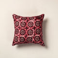 Maroon - Hand Batik Printed Cotton Cushion Cover (16 x 16 in)