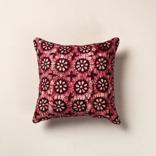 Pink - Hand Batik Printed Cotton Cushion Cover (16 x 16 in)