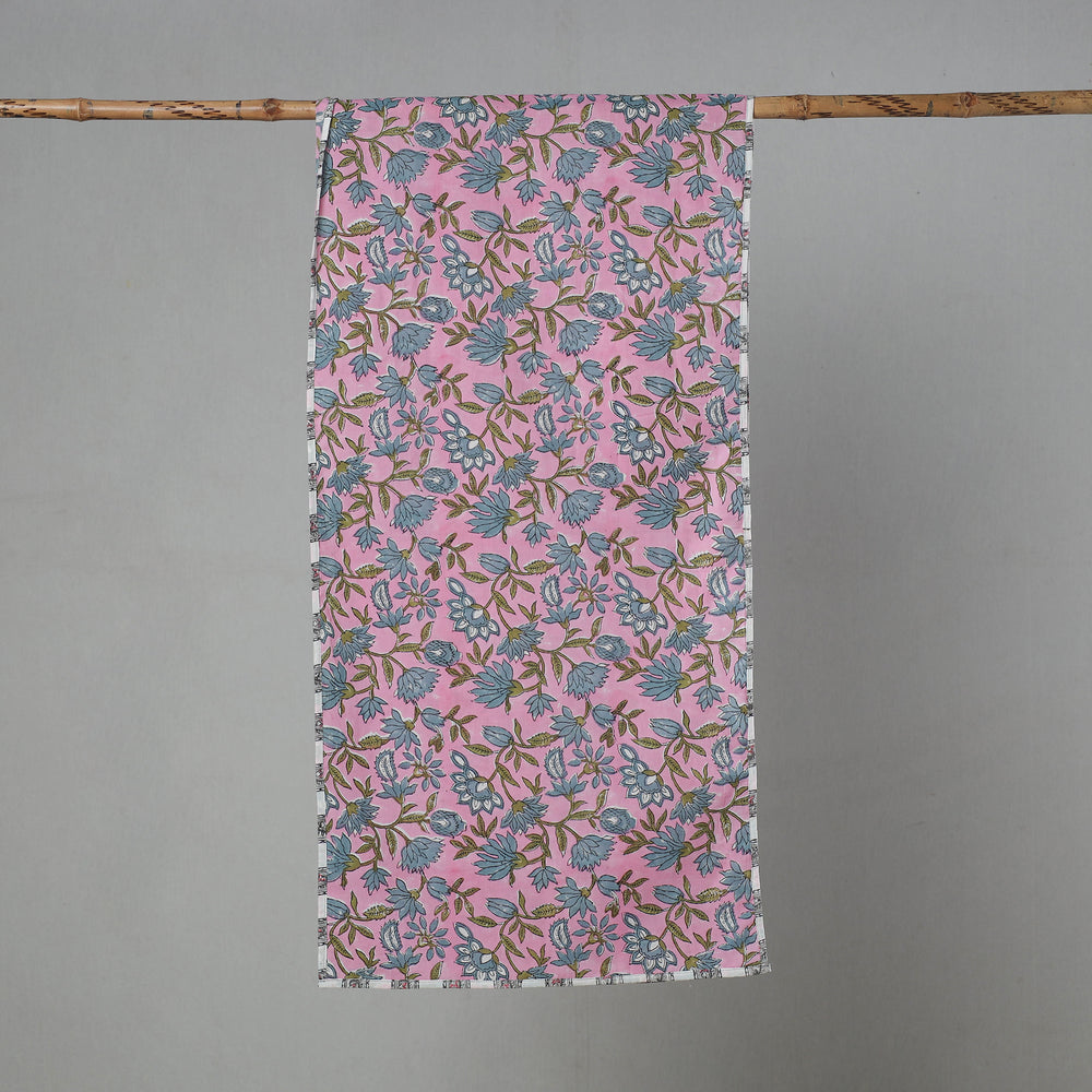 Pink - Sanganeri Block Print Cotton Stole 07