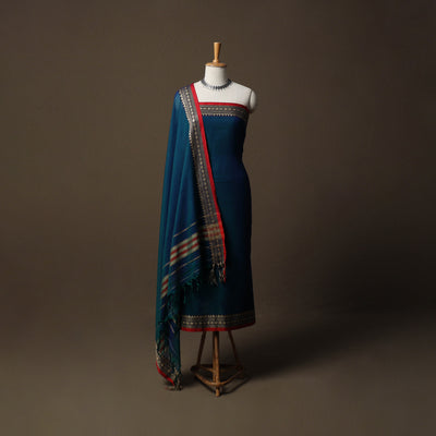 Dharwad Mercerised Cotton 3pc Unstitched Dress Material Suit Set with Woven Border 45