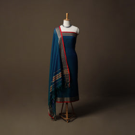 Dharwad Mercerised Cotton 3pc Unstitched Dress Material Suit Set with Woven Border 45