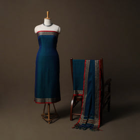 Dharwad Mercerised Cotton 3pc Unstitched Dress Material Suit Set with Woven Border 45