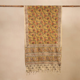 Yellow Kalamkari Print Handloom Cotton Mangalagiri Stole