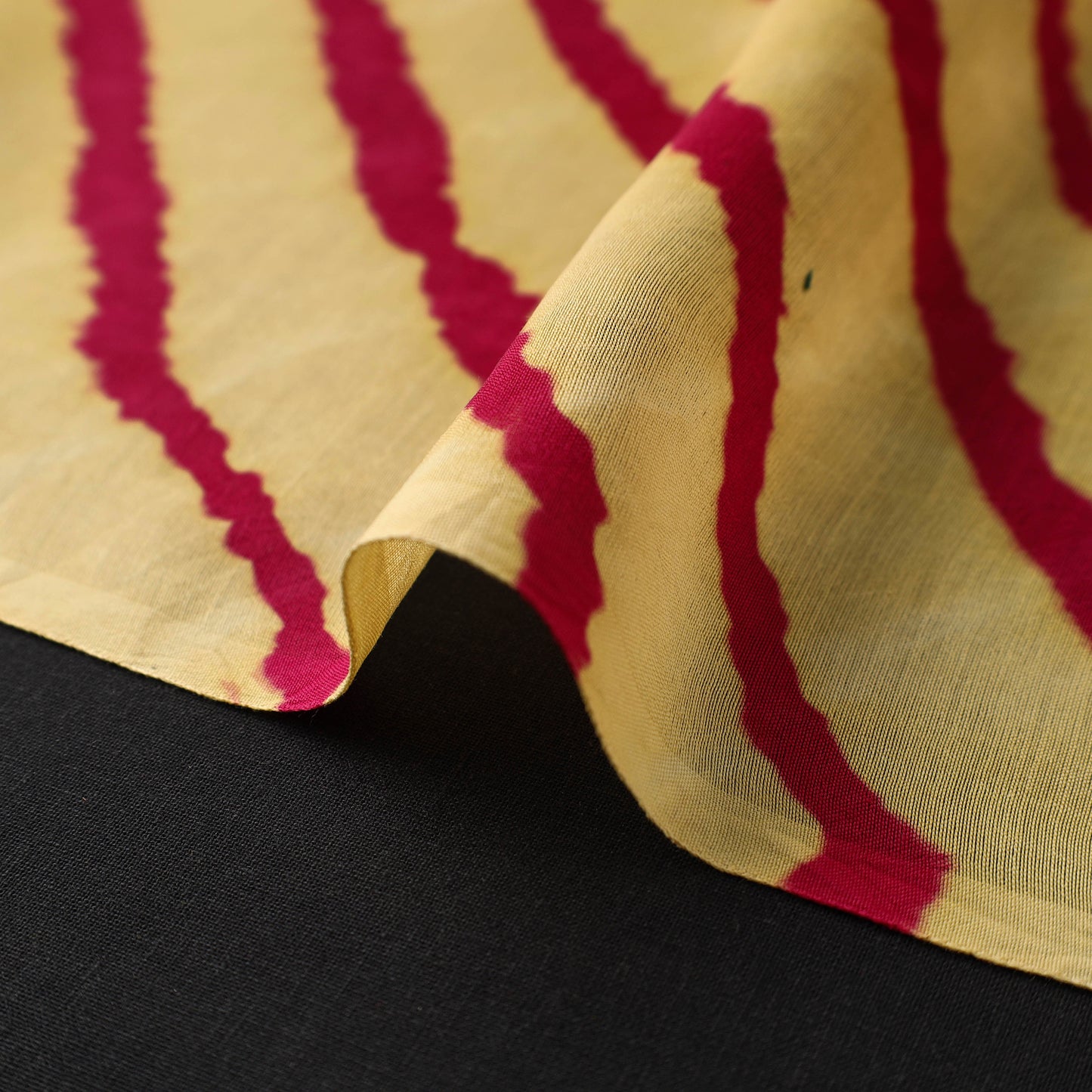 Yellow - Multicolour Leheriya Tie-Dye Chanderi Silk Fabric 08