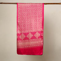 Pink - Mashru Silk Printed Ajrakh Stole 01