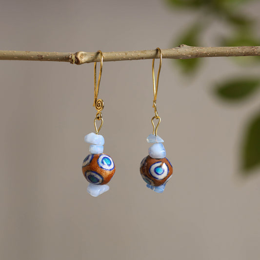 Handcrafted Blue Pottery Ceramic Earrings 01