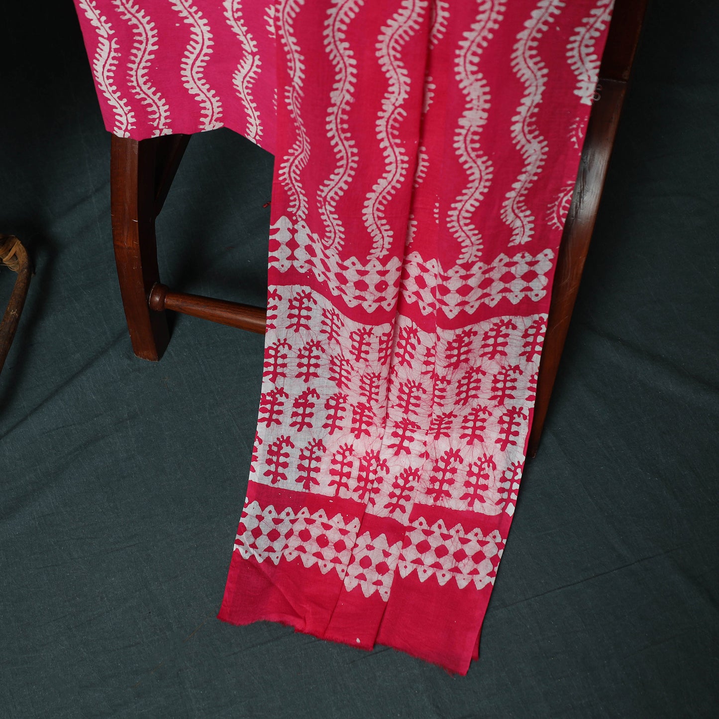 Kutch Hand Block Batik Print Cotton 3pc Unstitched Dress Material Suit Set 20