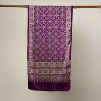 Purple - Mashru Silk Printed Ajrakh Stole 03