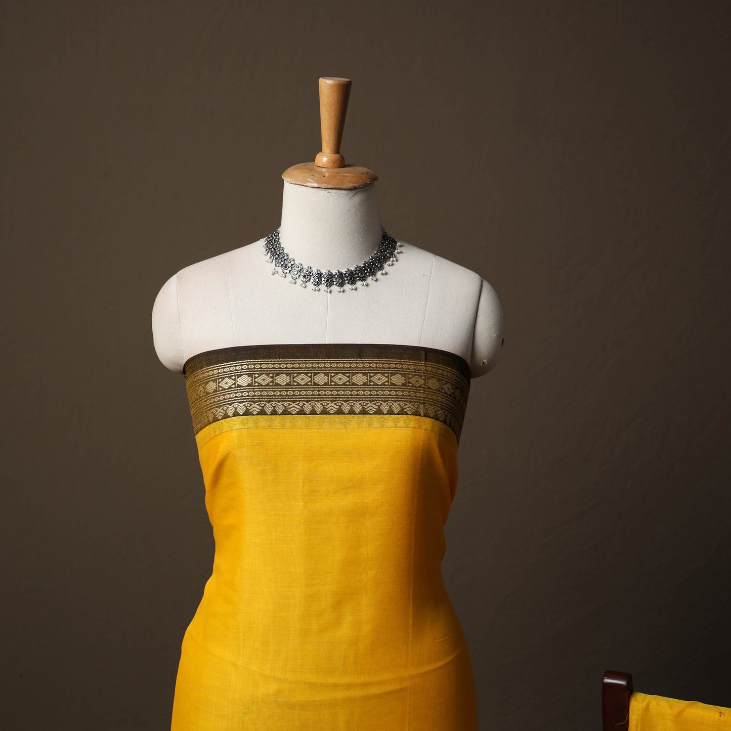 Dharwad Mercerised Cotton 3pc Unstitched Dress Material Suit Set with Woven Border 46