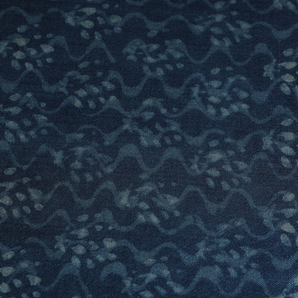 Blue - Pure Wool Handloom Akola Print Fabric 05