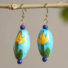  Handcrafted Blue Pottery Ceramic Earrings 04 