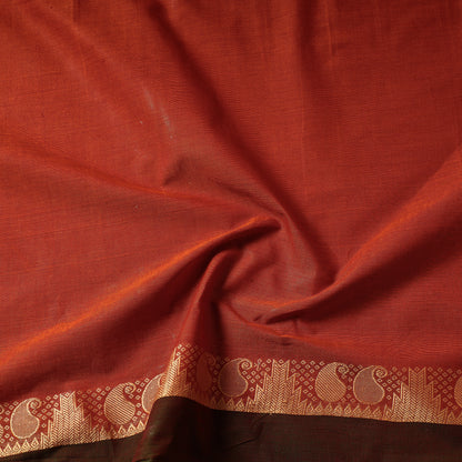 Orange - Kanchipuram Cotton Buti Fabric with Thread Border