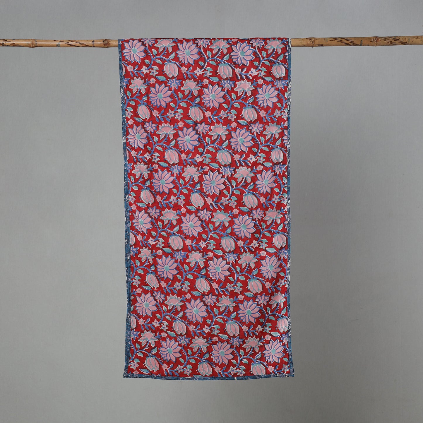 Red - Sanganeri Block Print Cotton Stole 15