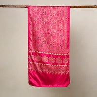 Pink - Mashru Silk Printed Ajrakh Stole 04