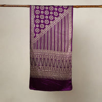 Purple - Mashru Silk Printed Ajrakh Stole 05