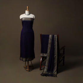 Dharwad Mercerised Cotton 3pc Unstitched Dress Material Suit Set with Woven Border 47
