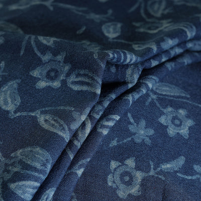 Blue - Pure Wool Handloom Akola Print Fabric 06