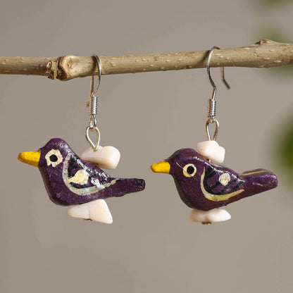 Handcrafted Wooden Bird Earrings 07