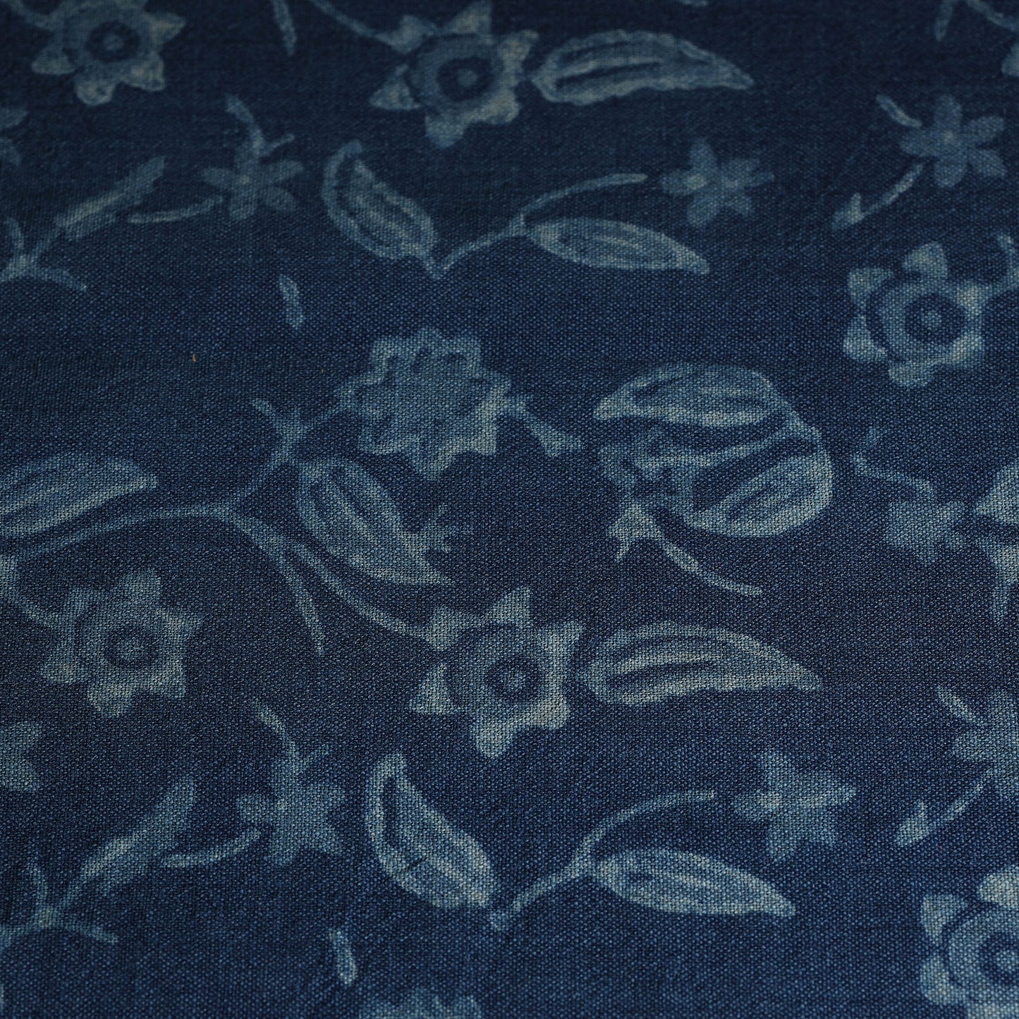 Blue - Pure Wool Handloom Akola Print Fabric 06