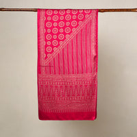 Pink - Mashru Silk Printed Ajrakh Stole 09