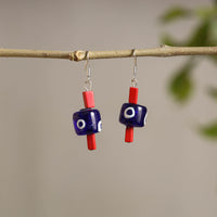 Handcrafted Blue Pottery Ceramic Earrings 08