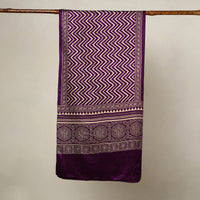 Purple - Mashru Silk Printed Ajrakh Stole 10