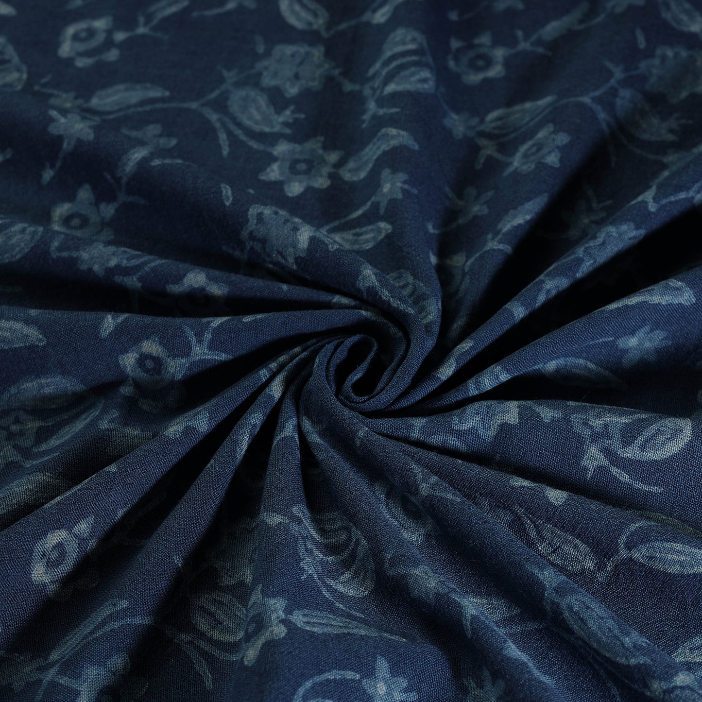 Blue - Pure Wool Handloom Akola Print Fabric 06