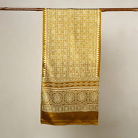 Yellow - Mashru Silk Printed Ajrakh Stole 11