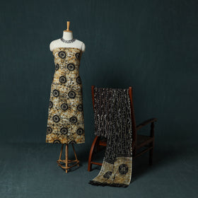 Kutch Hand Block Batik Print Cotton 3pc Unstitched Dress Material Suit Set 22