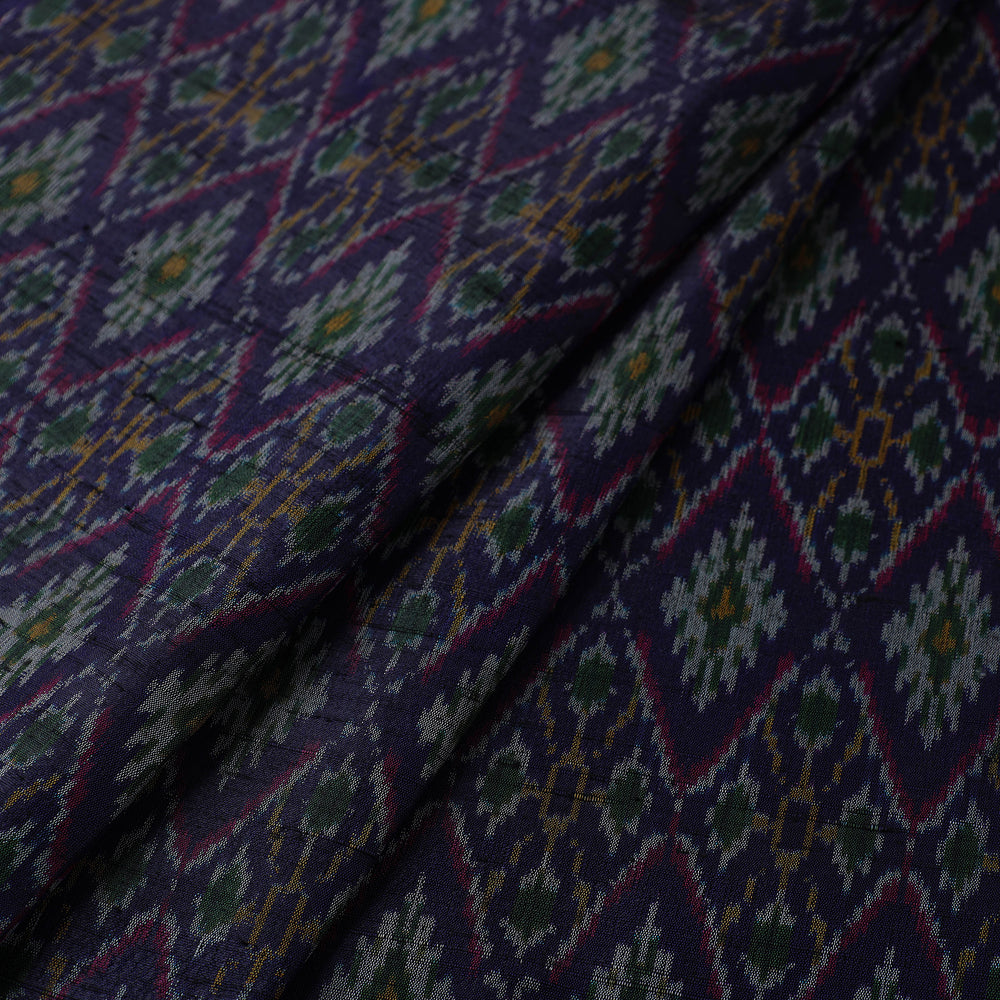 Purple - Pochampally Ikat Weave Handloom Pure Raw Silk Fabric 01