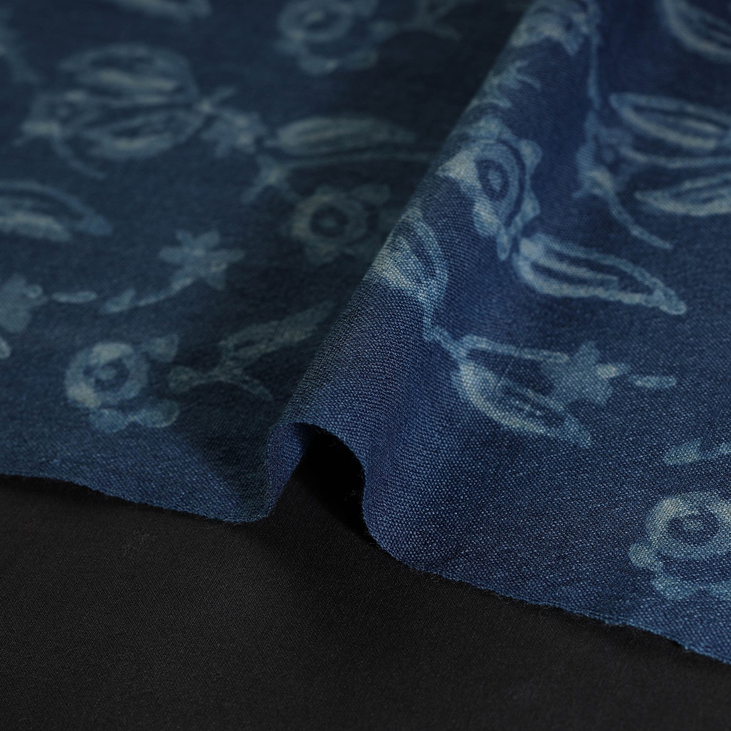 Blue - Pure Wool Handloom Akola Print Fabric 06