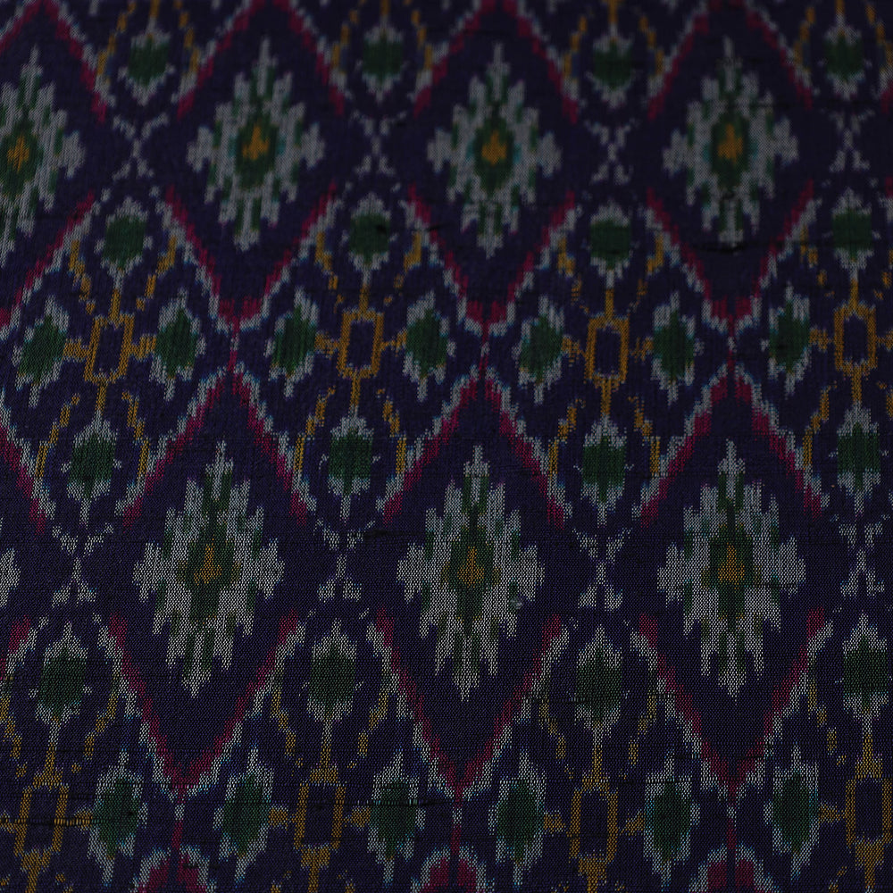 Purple - Pochampally Ikat Weave Handloom Pure Raw Silk Fabric 01