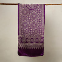 Purple - Mashru Silk Printed Ajrakh Stole 12