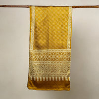 Yellow - Mashru Silk Printed Ajrakh Stole 13