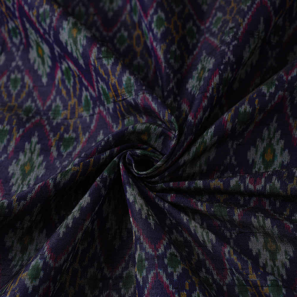 Purple - Pochampally Ikat Weave Handloom Pure Raw Silk Fabric 01