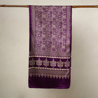 Purple - Mashru Silk Printed Ajrakh Stole 14