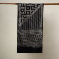 Black - Mashru Silk Printed Ajrakh Stole 15