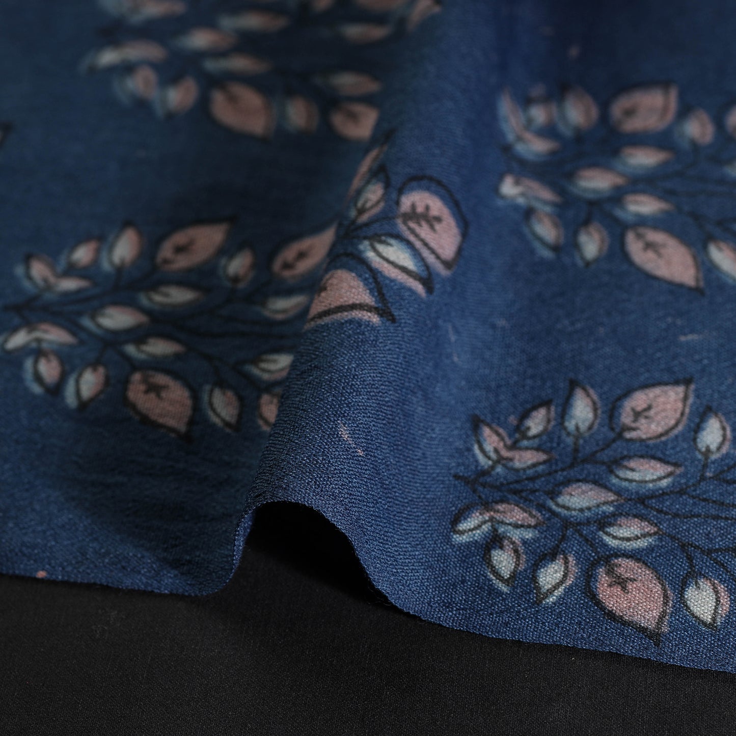 Blue - Pure Wool Handloom Akola Print Fabric 07