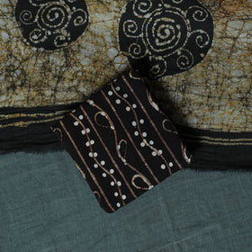 Kutch Hand Block Batik Print Cotton 3pc Unstitched Dress Material Suit Set 22