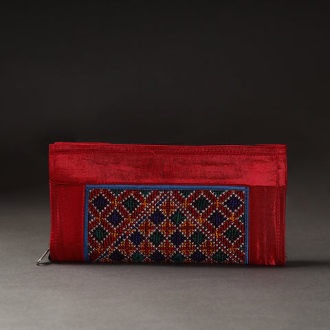 Red Kutchi Embroidery Mirror Work Clutch
