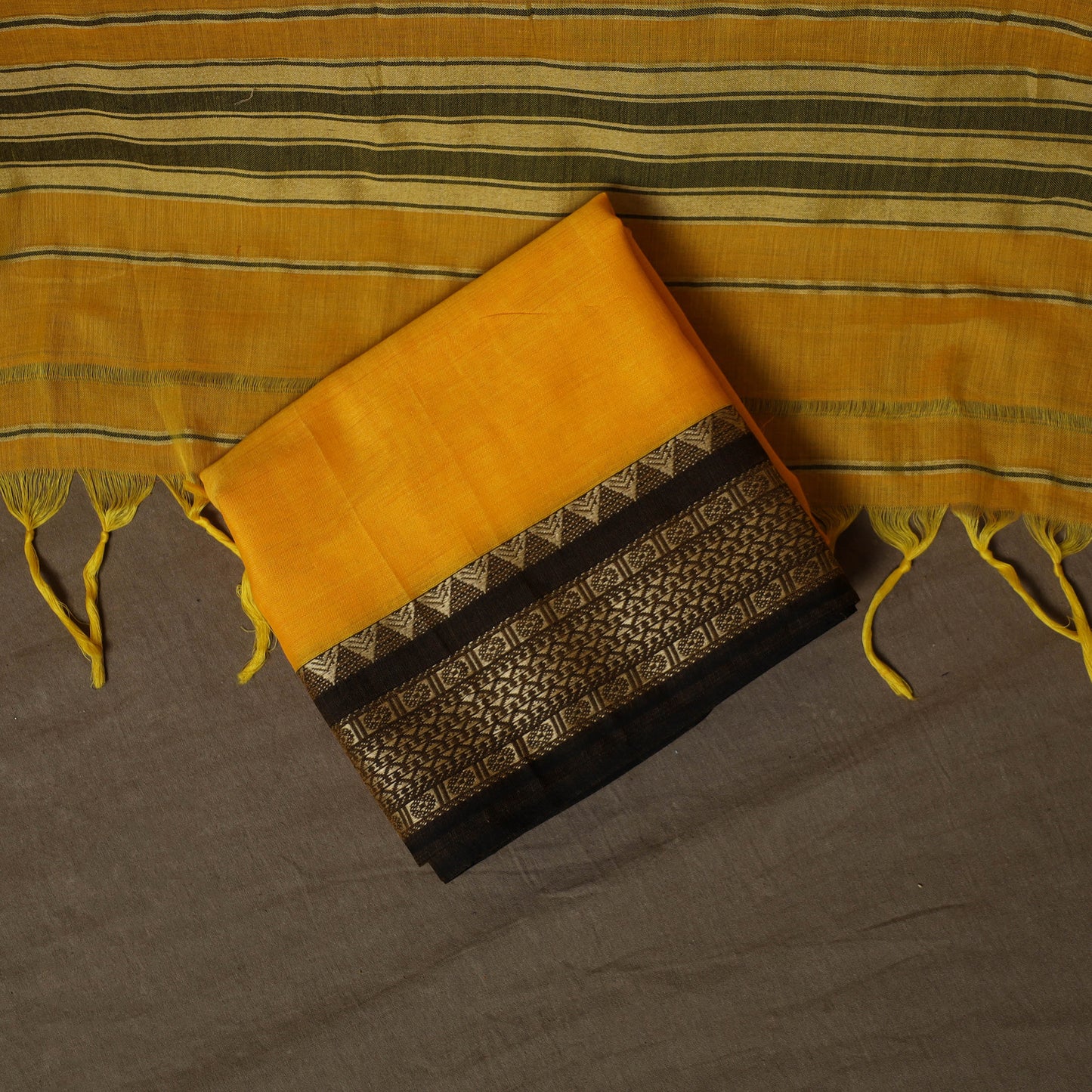 Dharwad Mercerised Cotton 3pc Unstitched Dress Material Suit Set with Woven Border 48