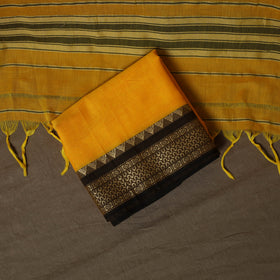 Dharwad Mercerised Cotton 3pc Unstitched Dress Material Suit Set with Woven Border 48