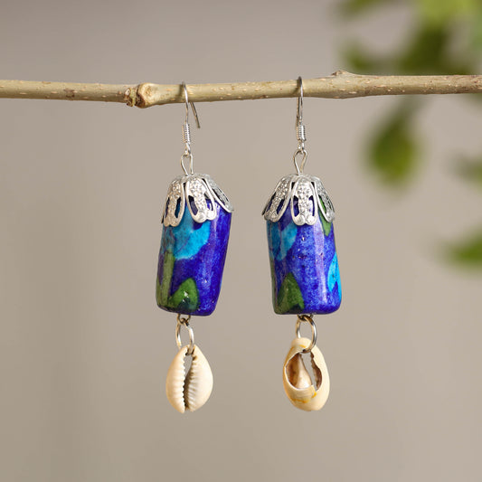 Handcrafted Blue Pottery Ceramic Earrings 13