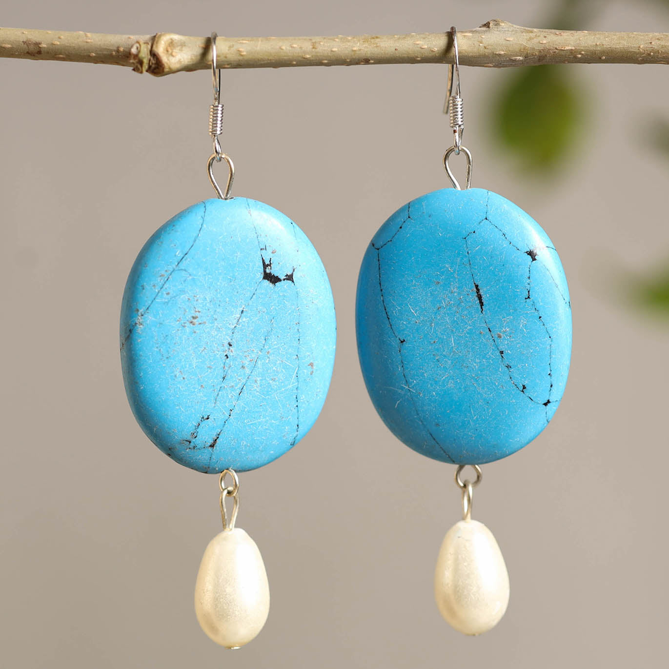 Blue - handcrafted stone earrings 14