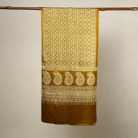 Yellow - Mashru Silk Printed Ajrakh Stole 20